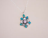 Turquoise and Handmade Flower Pendent (18”)