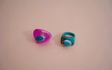Turquoise and Pink Resin Ring (7.5)