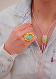 The Gem and Turquoise Gold Ring (Size 8)