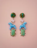 Turquoise and Gem Horse Earrings