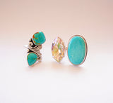 Adjustanle Crystal and Turquoise Ring (Size 7.5-8)