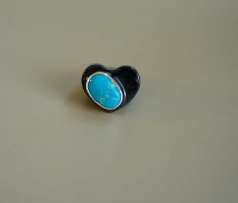 Kingman Turquoise Resin Heart Ring (Size 8)