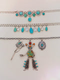 Turquoise Stick Horse, Cowboy and Concho Statement Necklace