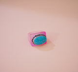 Turquoise and Pink Resin Ring (8)