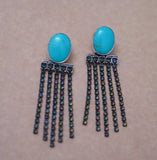 Kingman Turquoise and Crystal Earrings