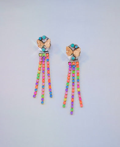 Butterfly and Turquoise Crystal Earrings
