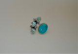 Adjustable Crystal and Turquoise Ring (Size 7)