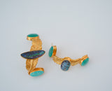 Boulder Opal and Turquoise Gold Vermeil Hoops