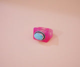 Turquoise and Pink Resin Ring (8)