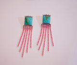 Kingman Turquoise and Crystal Earrings