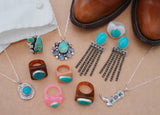 Gem and Turquoise Pendent (18”)