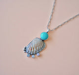 Seashell, Gem and Turquoise Pendent