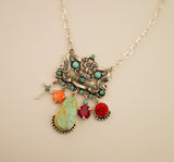 Charm Necklace with Vintage Center
