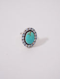 Kingman Turquoise and Gem Ring (Size 8.5)