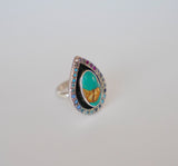 Royston Turquoise and Gem Ring (Size 7)