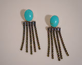 Kingman Turquoise and Crystal Earrings