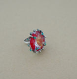 Crystal and Turquoise Ring (Size 7)