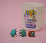 Kingman Turquoise and Gem Ring (Size 8)