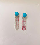 Kingman Turquoise and Rhinestone Earrings
