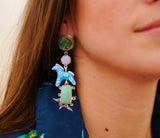 Turquoise and Gem Horse Earrings