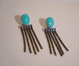 Kingman Turquoise and Crystal Earrings