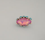 Crystal and Turquoise Ring (Size 6.5)