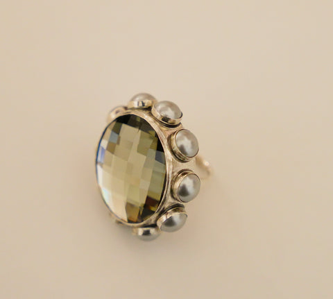 Crystal and Cultured Pearl Ring (6)