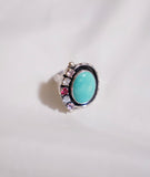 Kingman Turquoise and Gem Ring (Size 7.5)