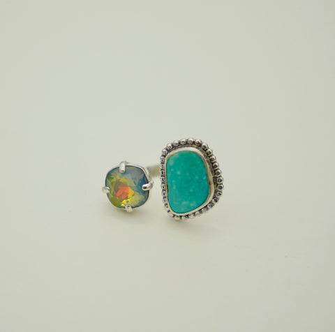 Adjustable Crystal and Turquoise Ring (8)