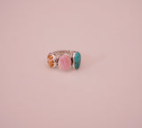 Seashell, Pink Conch and Turquoise Ring (7.5)