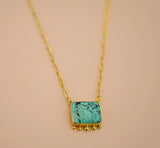 Gold Vermail Turquoise Necklace (17”)