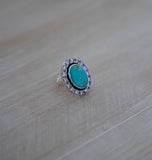 Kingman Turquoise and Gem Ring (Size 6.5)