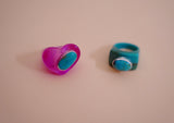 Turquoise and Pink Resin Ring (7.5)