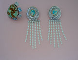 Turquoise Concho and Crystal Earrings