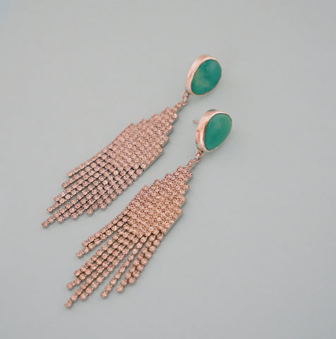 Kingman Turquoise and Rhinestone Earrings
