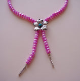 Turquoise and Handcrafted Flower Beaded Bolo