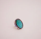 Kingman Turquoise and Gem Ring (Size 8)