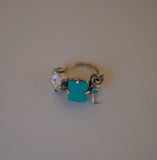 Bull Skull Crystal and Gem Ring (Size 6.5)