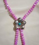 Turquoise Flower Beaded Bolo