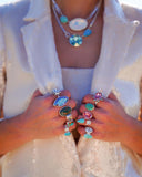 Crystal and Turquoise Ring (Size 5.5)