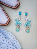 Turquoise and Gem Horse Earrings