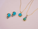 Gem and Turquoise Gold Earrings