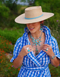 Turquoise Stick Horse, Cowboy and Concho Statement Necklace