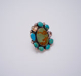 Royston Turquoise and Gem Cluster Ring (Size 9)