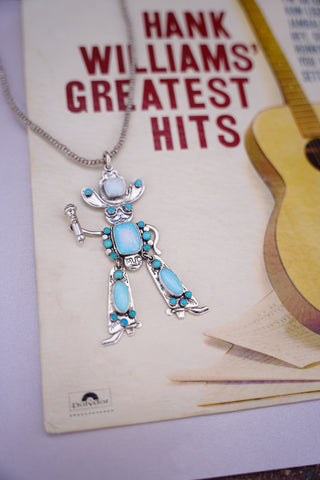 Cultured Opal and Turquoise Singing Cowboy Statement Necklace