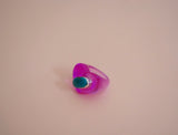 Turquoise and Pink Resin Ring (7.5)