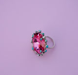 Crystal and Turquoise Ring (Size 7)