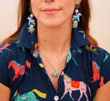 Turquoise and Gem Horse Earrings