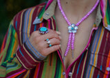 Turquoise Flower Beaded Bolo