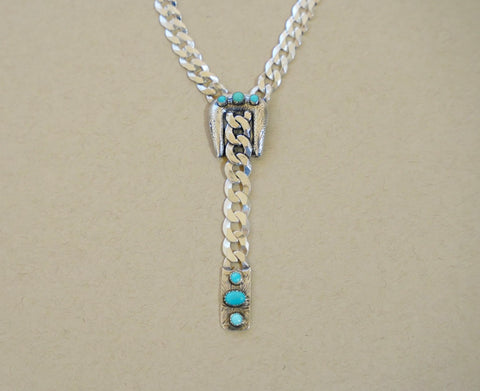 HK x MUD Turquoise and Sterling Buckle Necklace (16-18”)